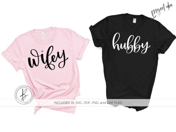 Hubby Wifey Matching Shirts: A Playful Graphic Design Asset for Crafts and Branding